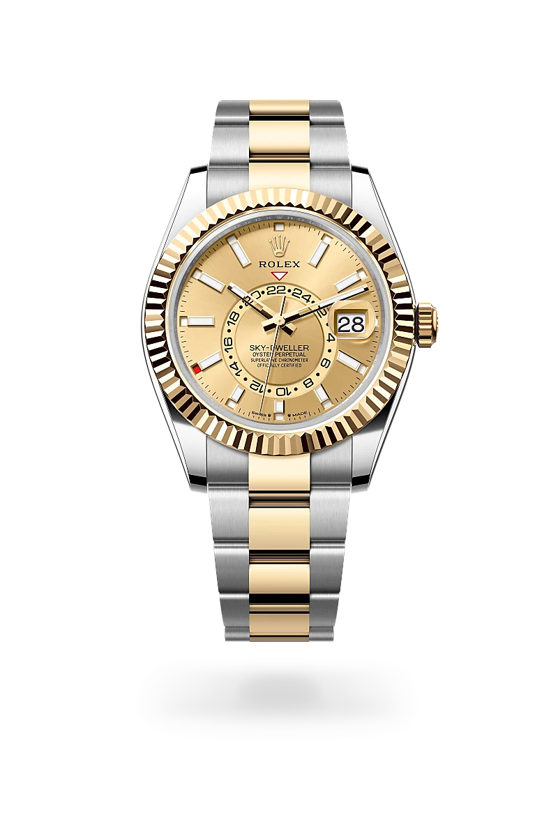Sky-Dweller - Oyster, 42 mm, Oystersteel çelik ve sarı altın