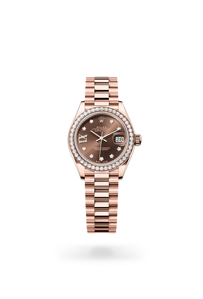 Lady-Datejust - Oyster, 28 mm, Everose altın ve pırlanta