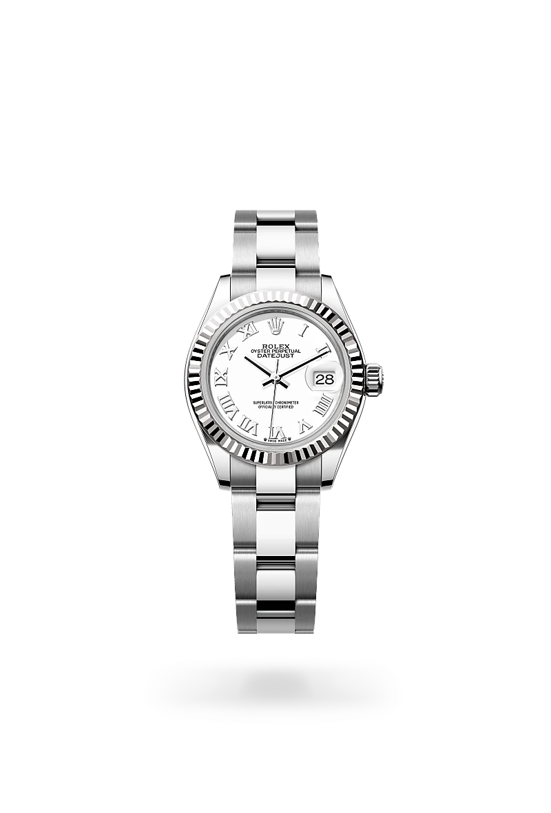 Lady-Datejust - Oyster, 28 mm, Oystersteel çelik ve beyaz altın