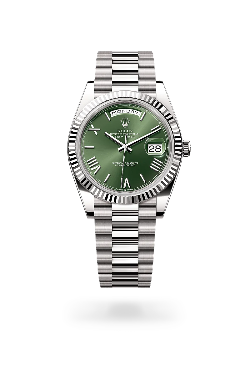 Day-Date 40 - Oyster, 40 mm, beyaz altın
