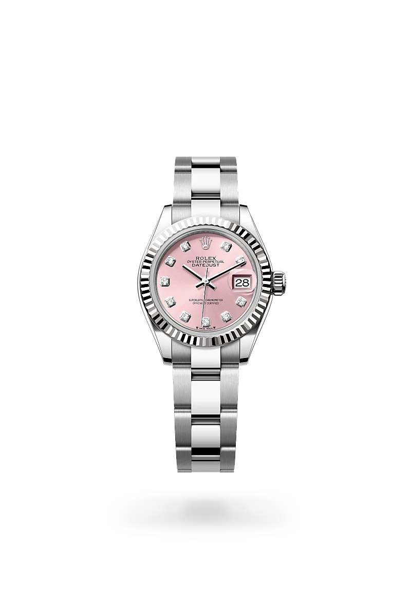 Lady-Datejust - Oyster, 28 mm, Oystersteel çelik ve beyaz altın