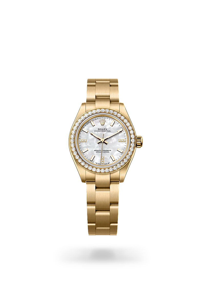 Oyster Perpetual 28 - Oyster, 28 mm, sarı altın ve pırlanta