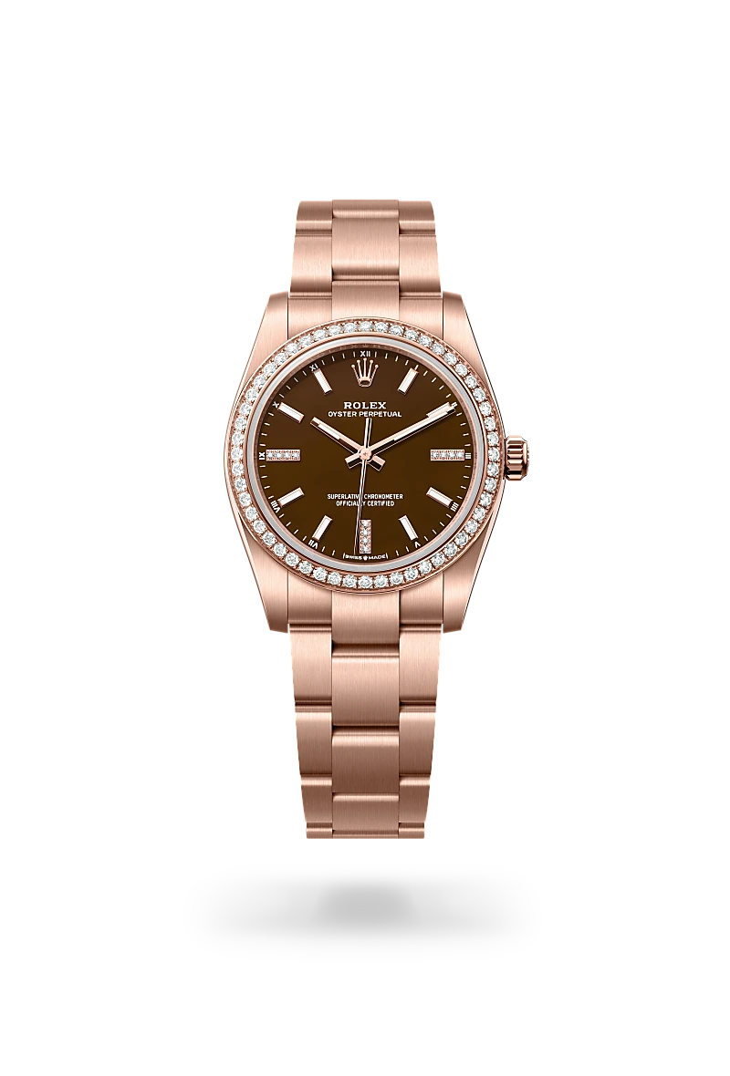 Oyster Perpetual 34 - Oyster, 34 mm, Everose altın ve pırlanta