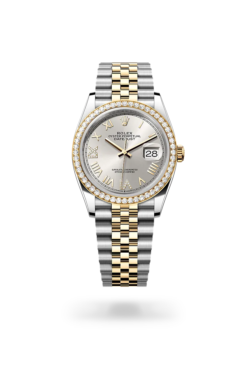 Datejust 36 - Oyster, 36 mm, Oystersteel çelik, sarı altın ve pırlanta