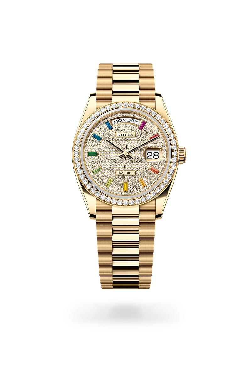 Day-Date 36 - Oyster, 36 mm, sarı altın ve pırlanta