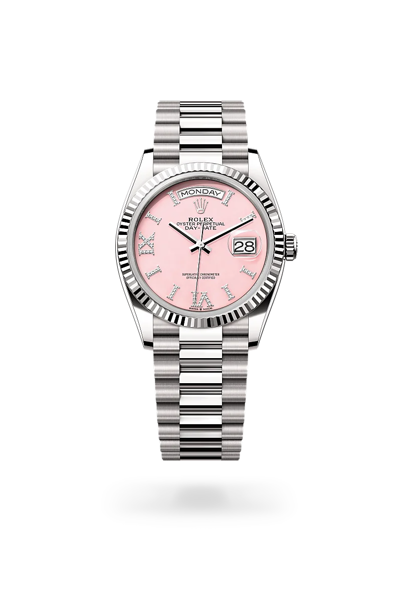 Day-Date 36 - Oyster, 36 mm, beyaz altın