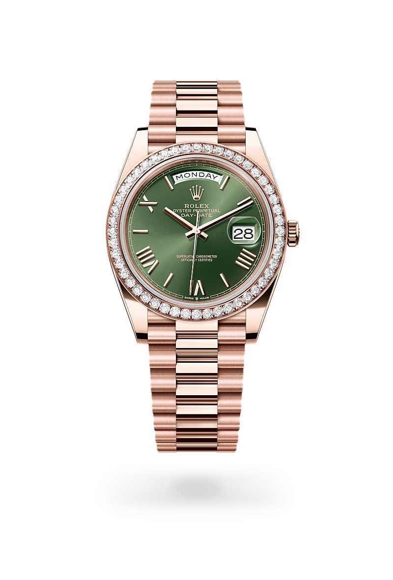 Day-Date 40 - Oyster, 40 mm, Everose altın ve pırlanta