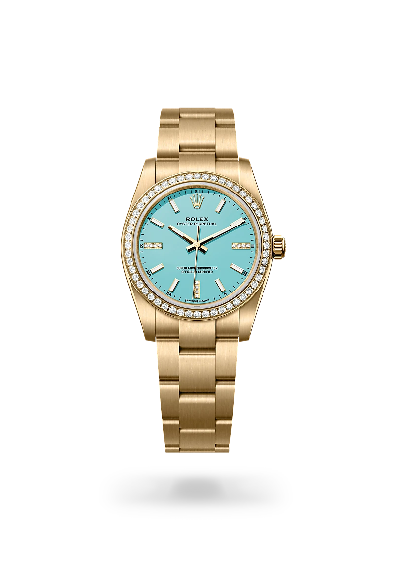 Oyster Perpetual 34 - Oyster, 34 mm, sarı altın ve pırlanta