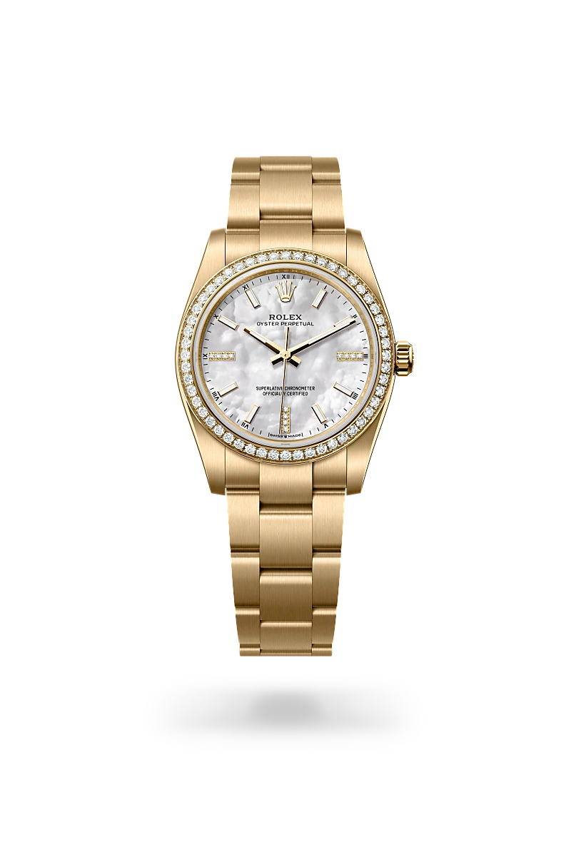 Oyster Perpetual 34 - Oyster, 34 mm, sarı altın ve pırlanta