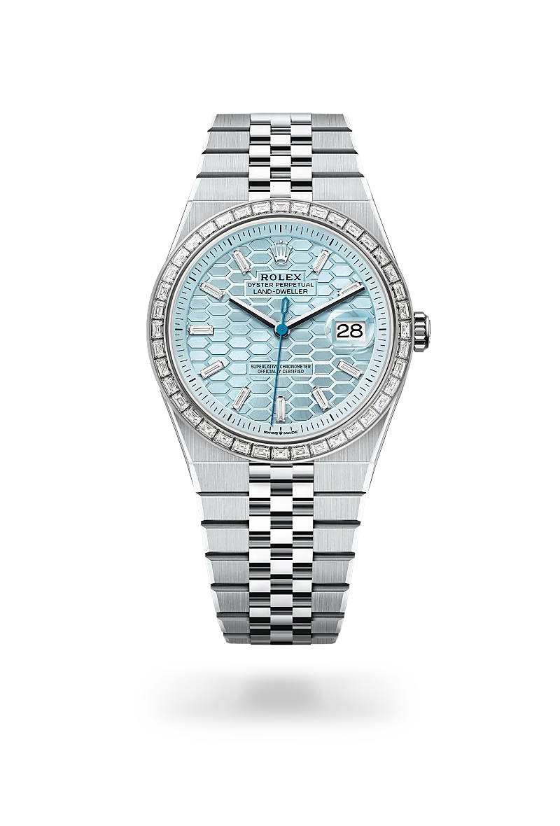 Land-Dweller 40 - Oyster, 40 mm, platin ve pırlanta