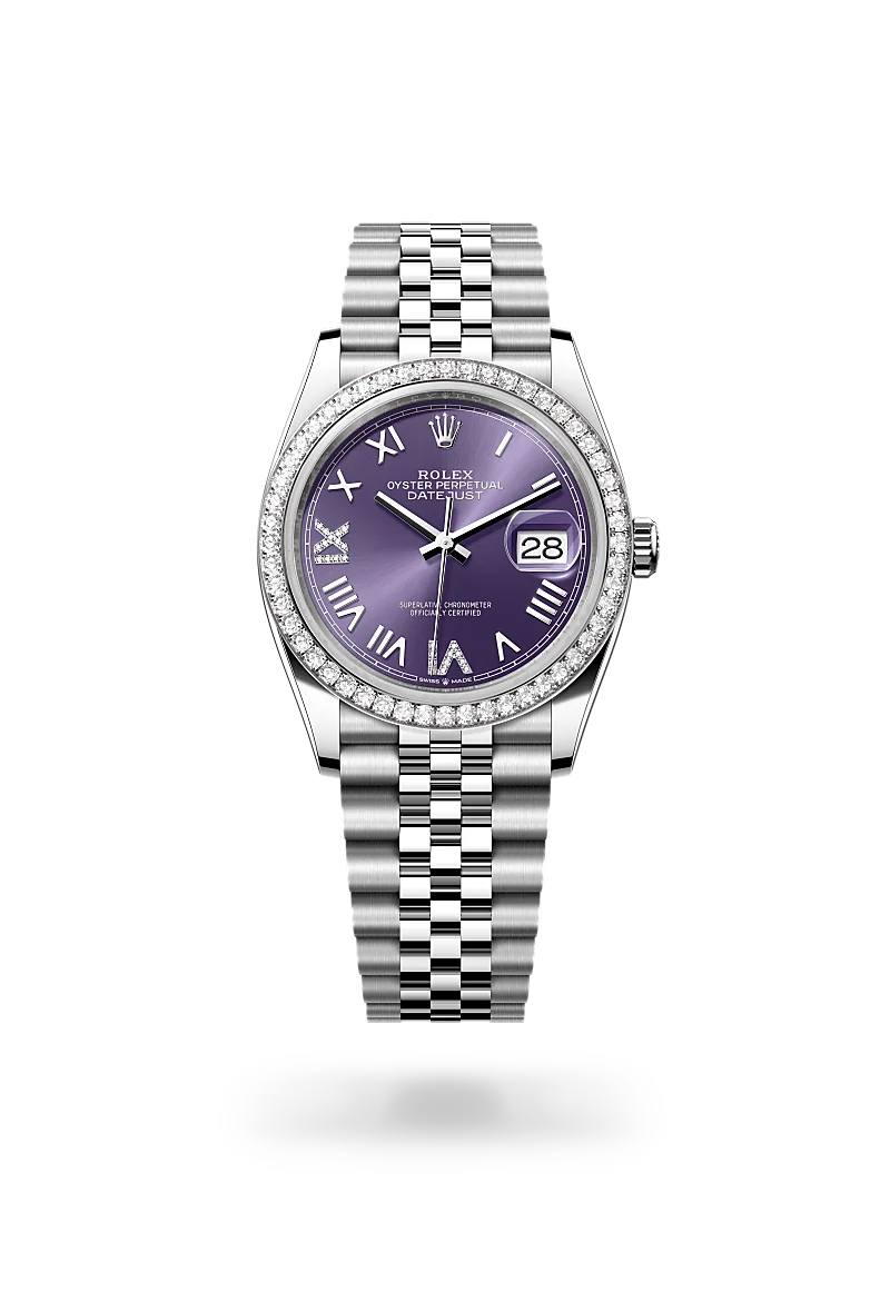 Datejust 36 - Oyster, 36 mm, Oystersteel çelik, beyaz altın ve pırlanta
