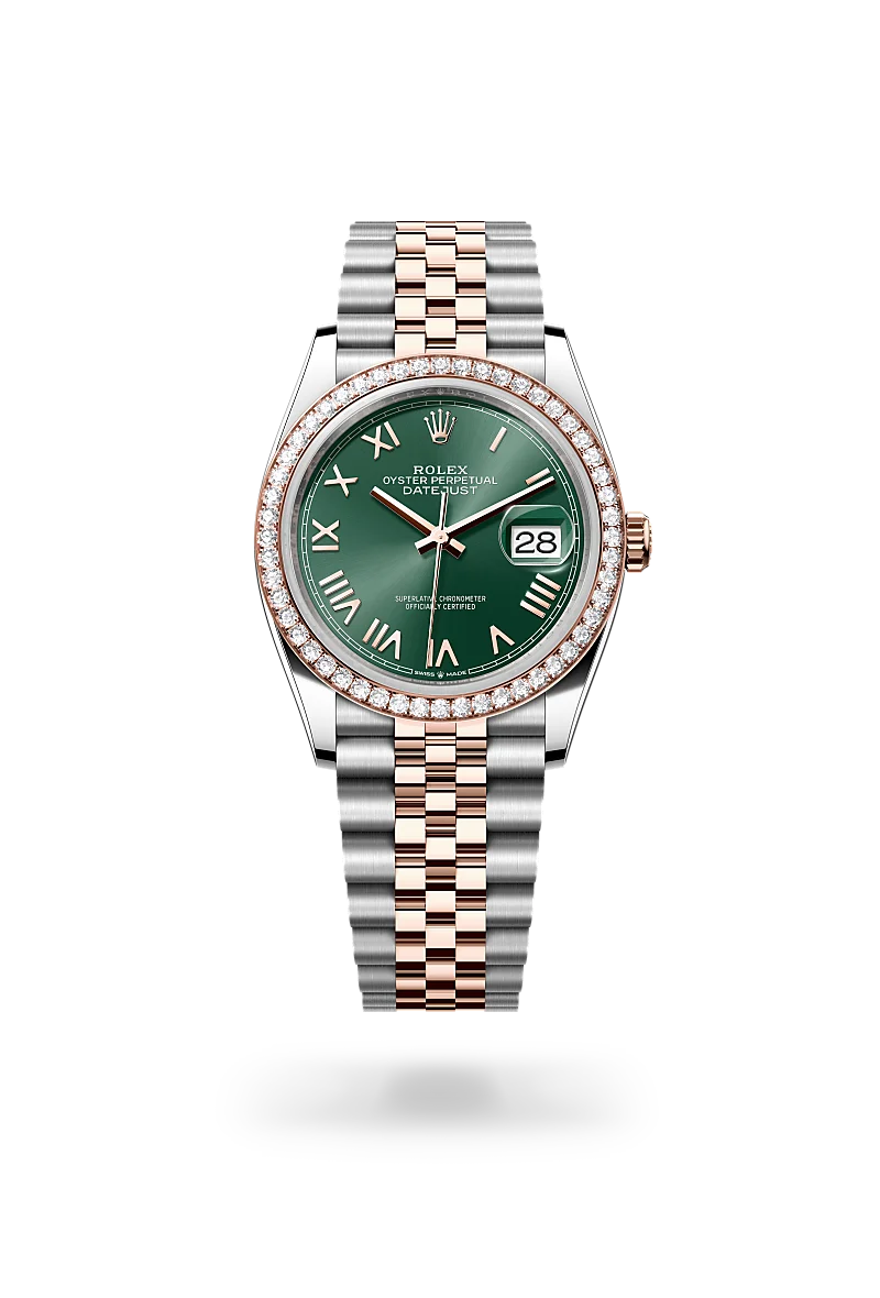 Datejust 36 - Oyster, 36 mm, Oystersteel çelik, Everose altın ve pırlanta
