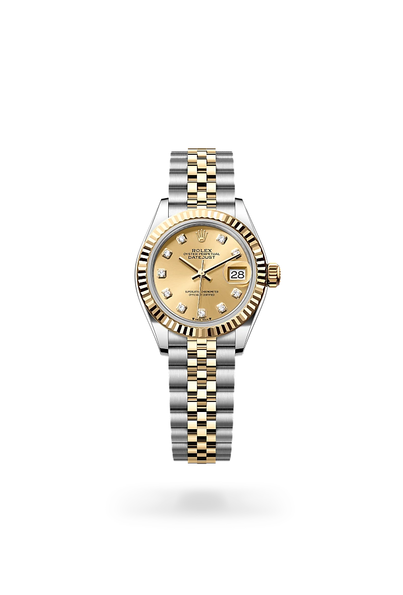 Lady-Datejust - Oyster, 28 mm, Oystersteel çelik ve sarı altın