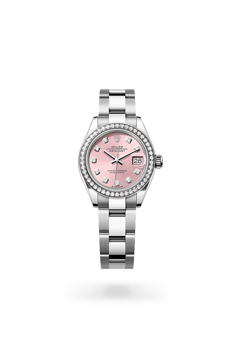 Lady-Datejust - Oyster, 28 mm, Oystersteel çelik, beyaz altın ve pırlanta