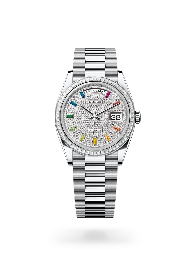 Day-Date 36 - Oyster, 36 mm, platin ve pırlanta