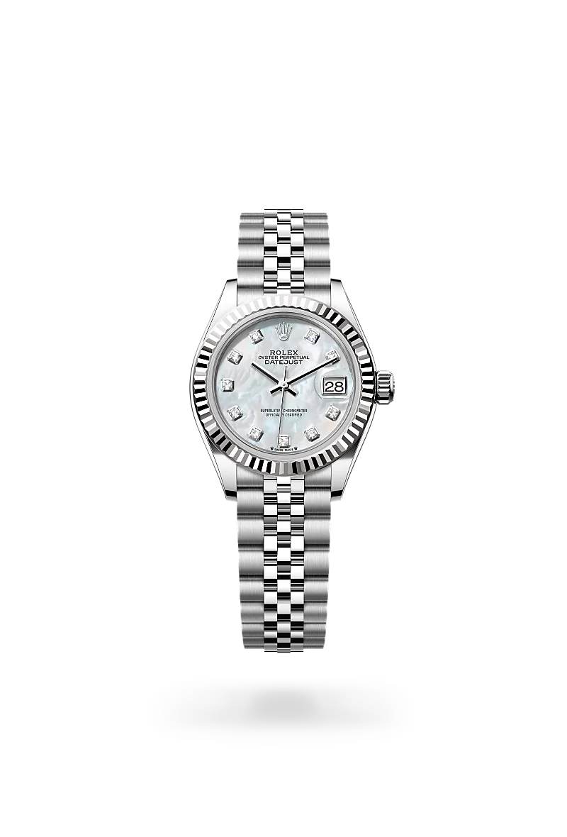 Lady-Datejust - Oyster, 28 mm, Oystersteel çelik ve beyaz altın