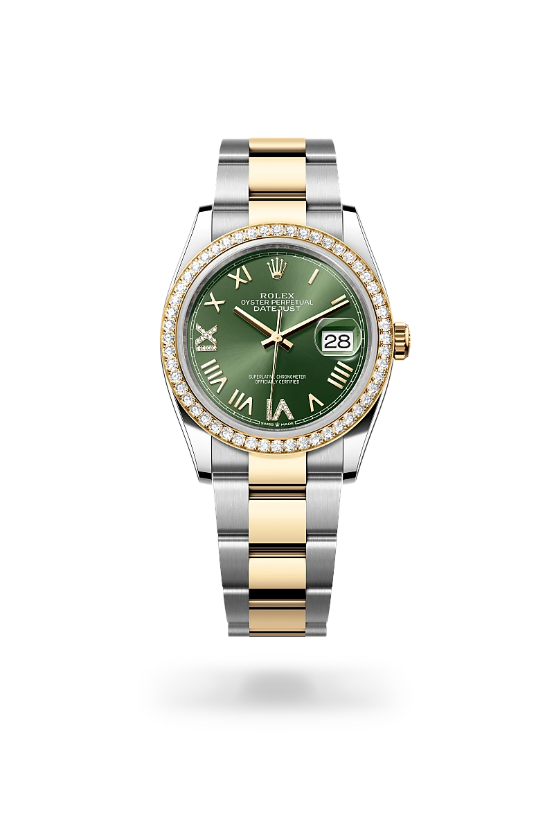 Datejust 36 - Oyster, 36 mm, Oystersteel çelik, sarı altın ve pırlanta