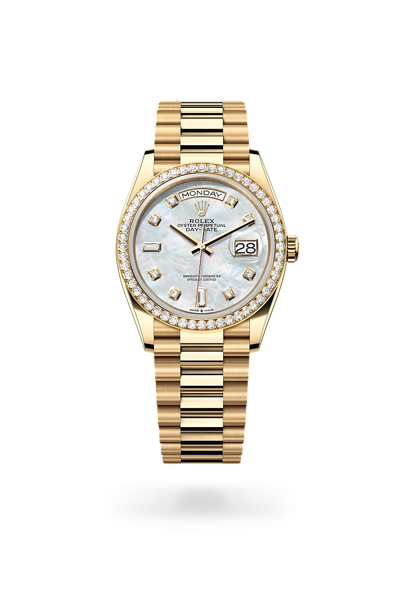 Day-Date 36 - Oyster, 36 mm, sarı altın ve pırlanta