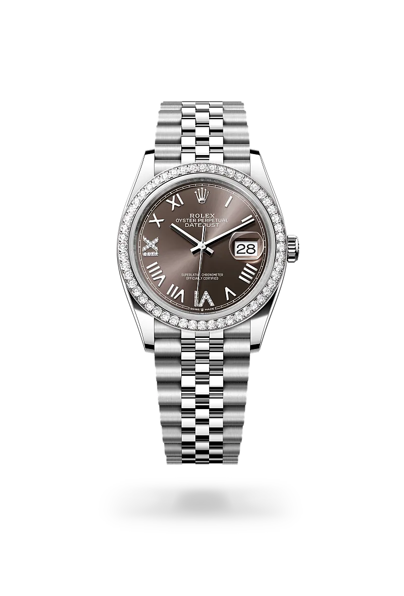 Datejust 36 - Oyster, 36 mm, Oystersteel çelik, beyaz altın ve pırlanta